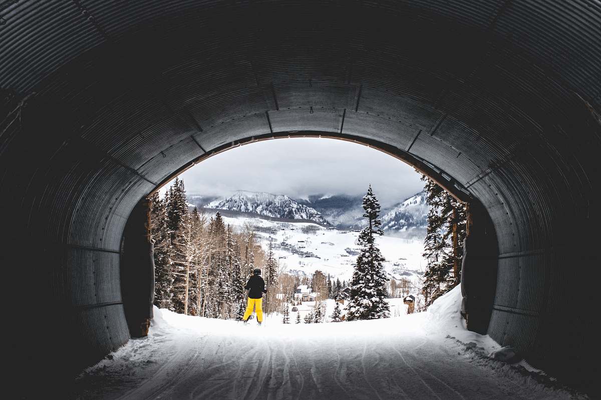 tunnel person outside tunnel telluride
